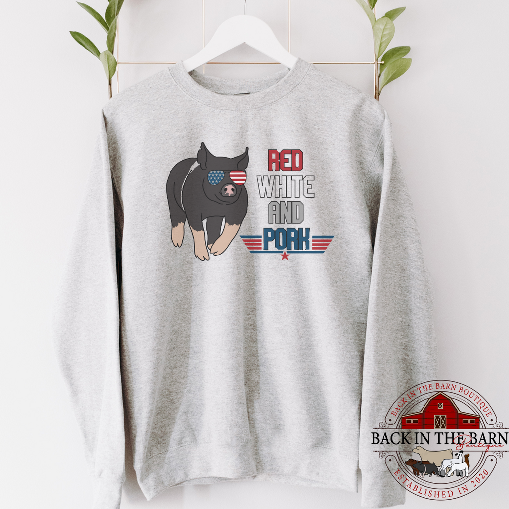 Red, White, and Pork Pig Crewneck