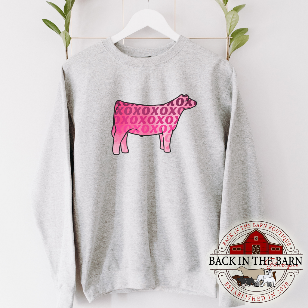 Pink Watercolor Cattle Crewneck