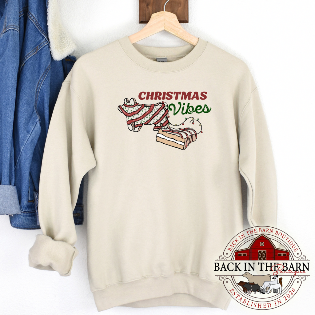 Christmas Vibes Pig Cake Crewneck