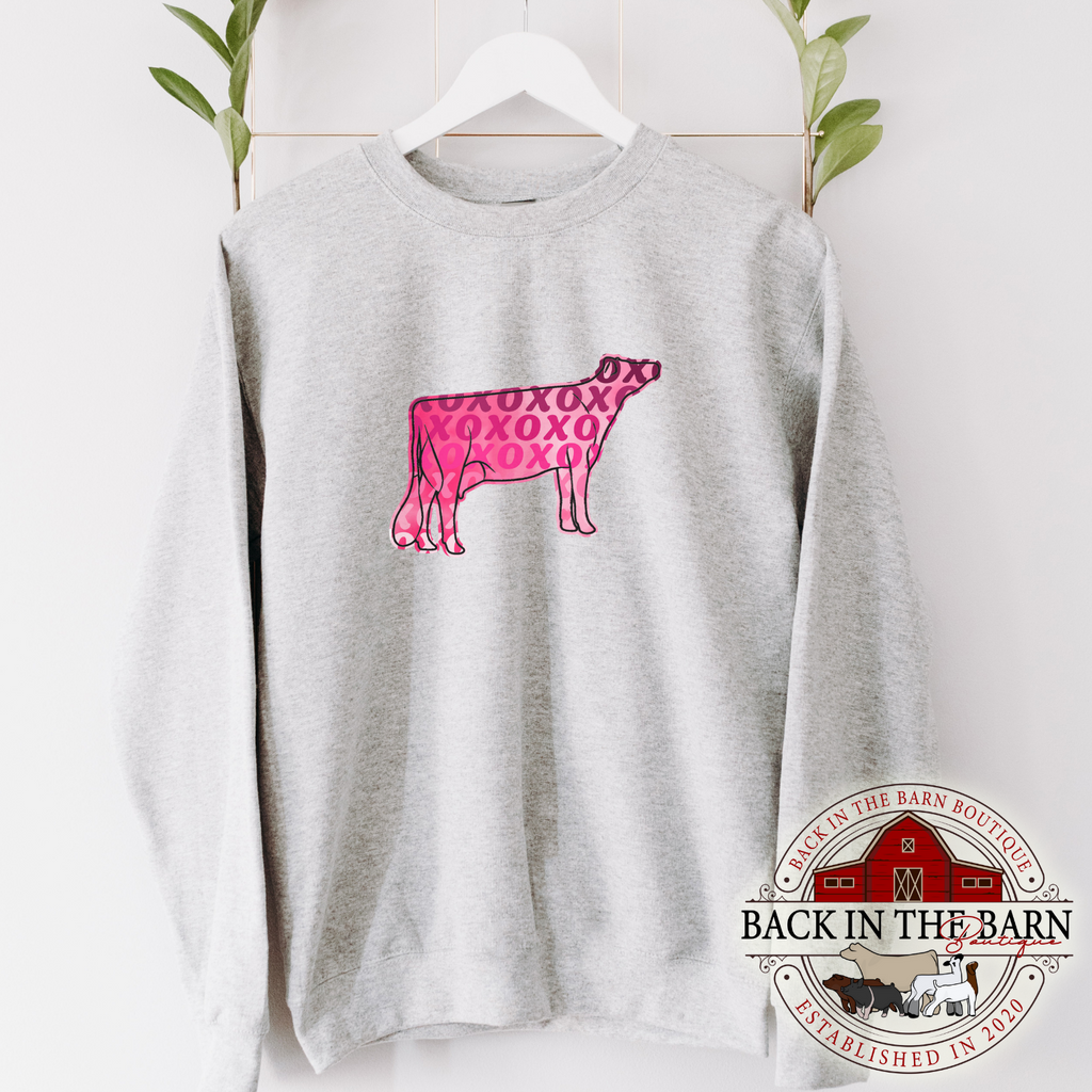 Pink Watercolor Dairy Cow Crewneck