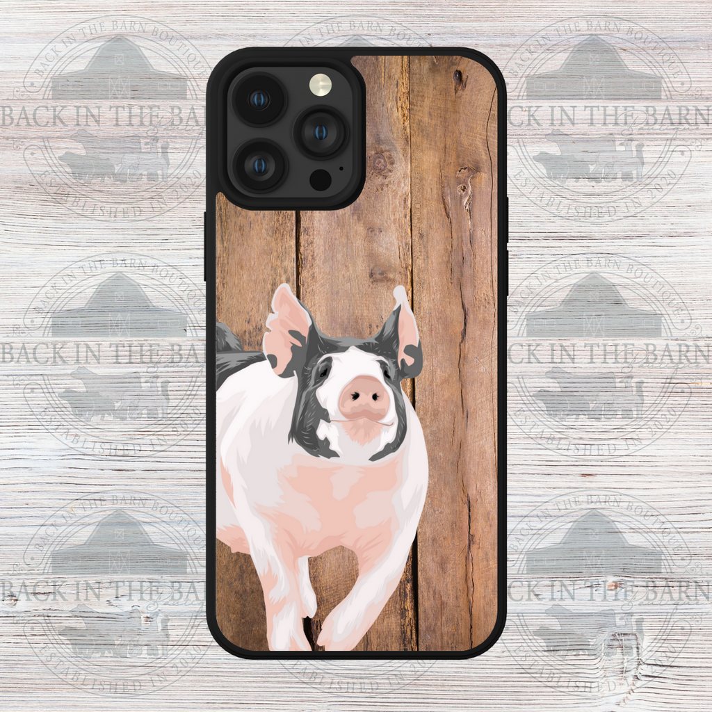 Brown Woodgrain Pig Phone Case