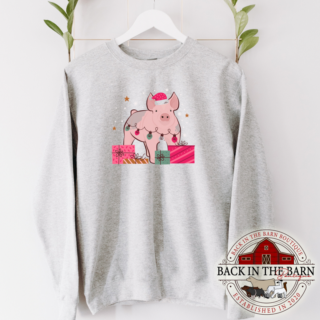 Pink Christmas Pig Crewneck