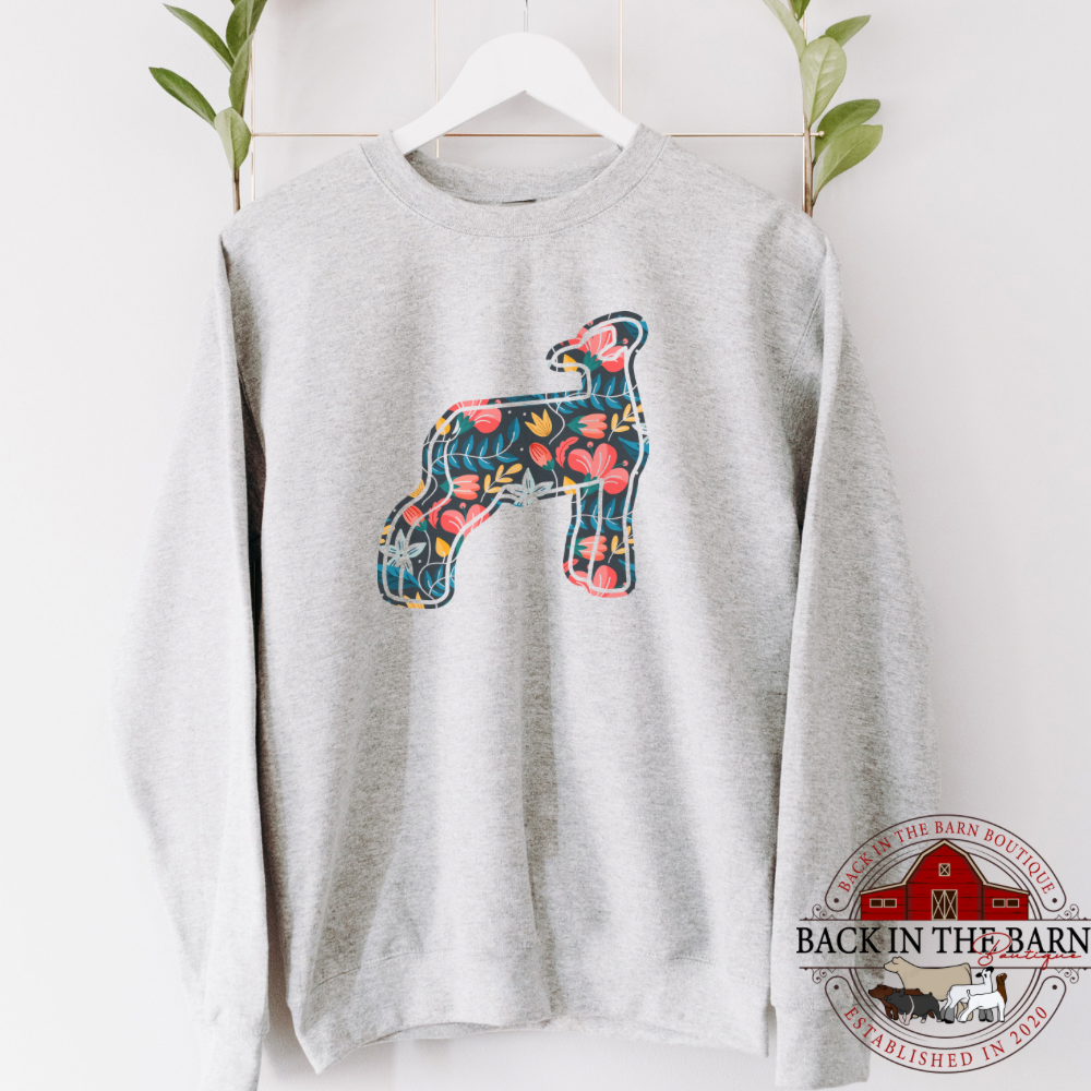 Navy Floral Lamb Crewneck