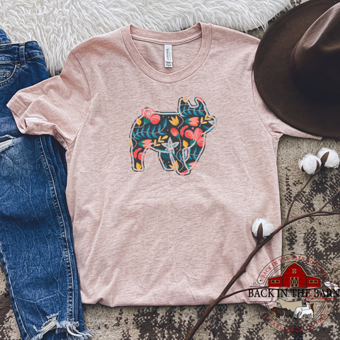 Navy Floral Pig Shirt