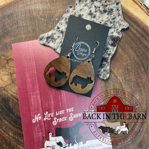 Pig Walnut Teardrop Earrings