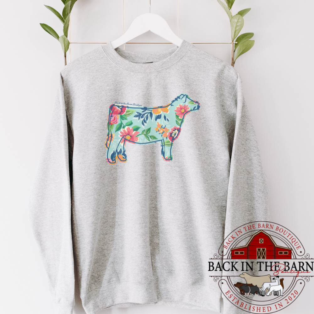 Floral Cattle Crewneck