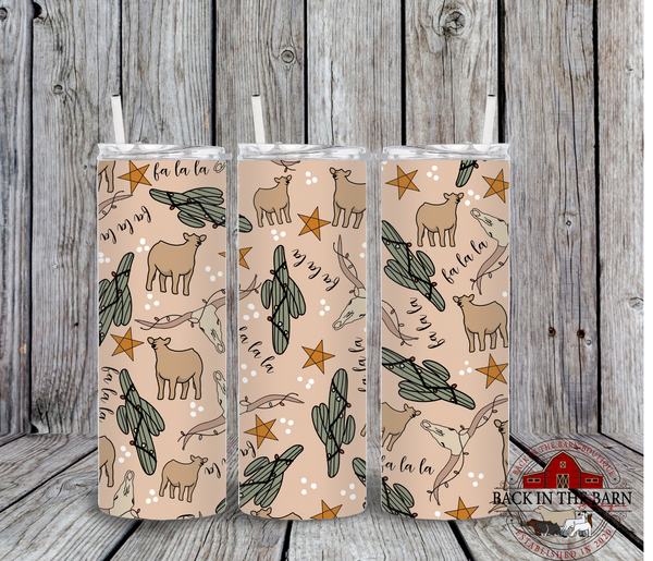 *5 SPECIES* Western Around the Christmas Tree Livestock Tumbler