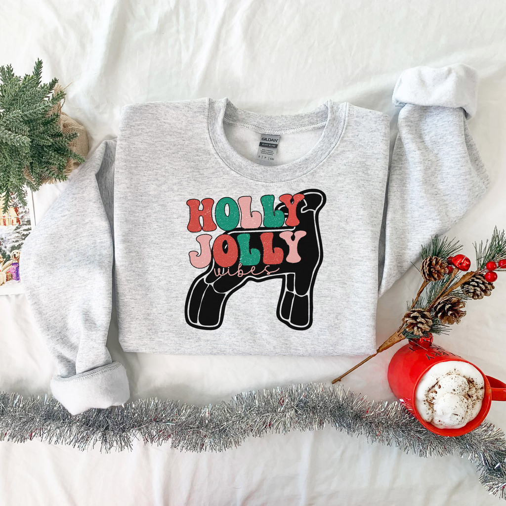 Holly Jolly Vibes Lamb Crewneck