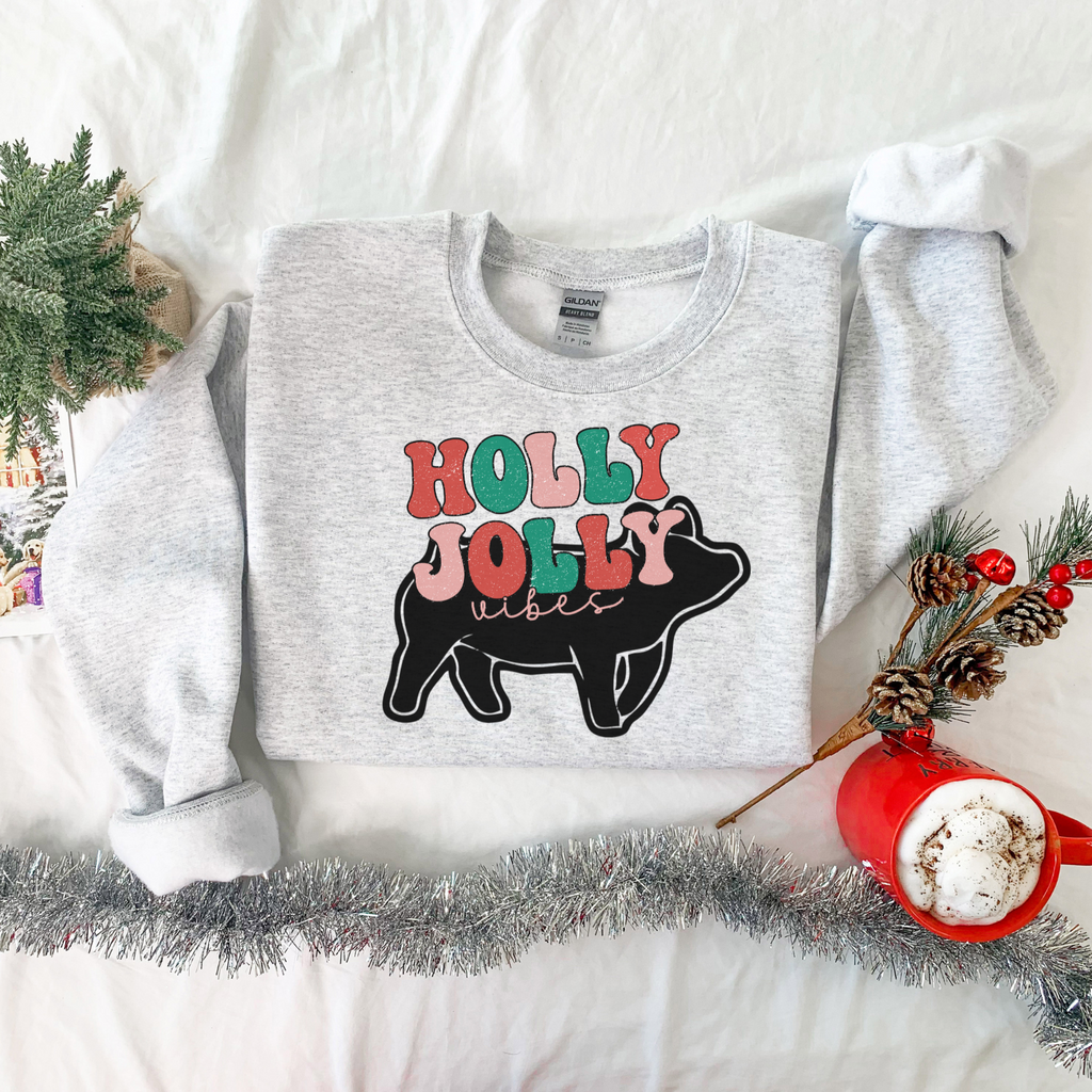 Holly Jolly Vibes Pig Crewneck