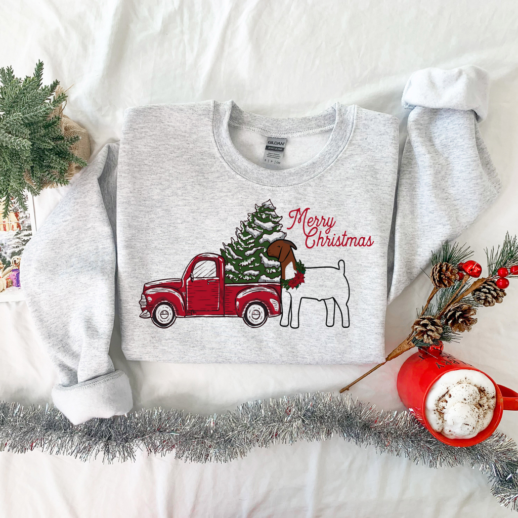 Evergreen Christmas Goat Crewneck