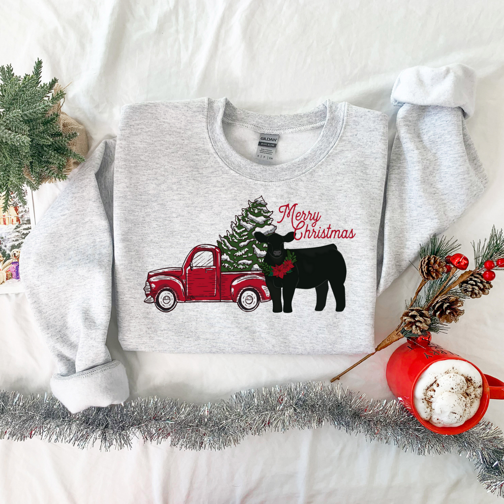 Evergreen Christmas Cattle Crewneck