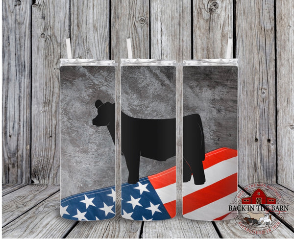20 oz Skinny American Flag Livestock Tumbler
