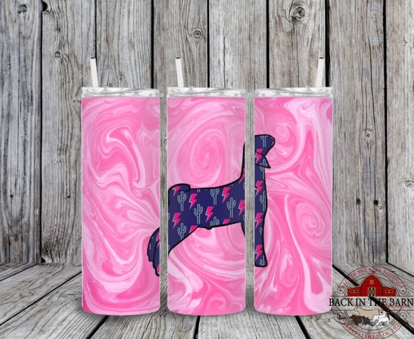 20 oz Skinny Pink Lightning Bolt Livestock Tumbler