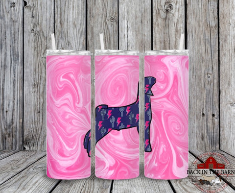 20 oz Skinny Pink Lightning Bolt Livestock Tumbler