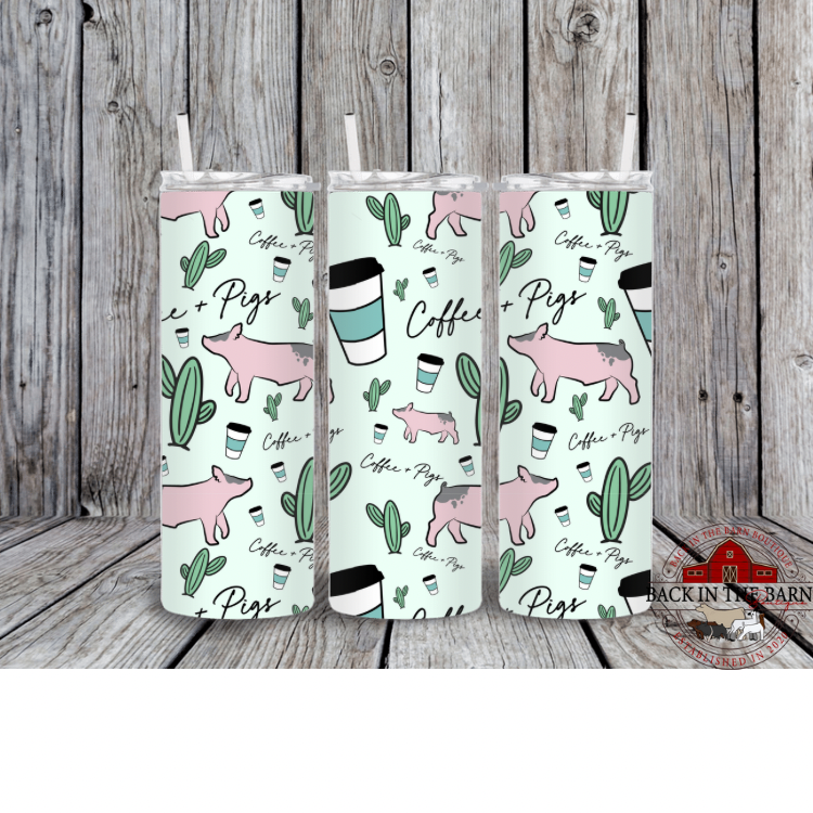 20 oz Coffee & Pigs Blue Butt Tumbler