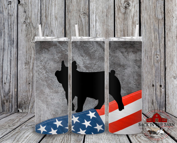 20 oz Skinny American Flag Livestock Tumbler