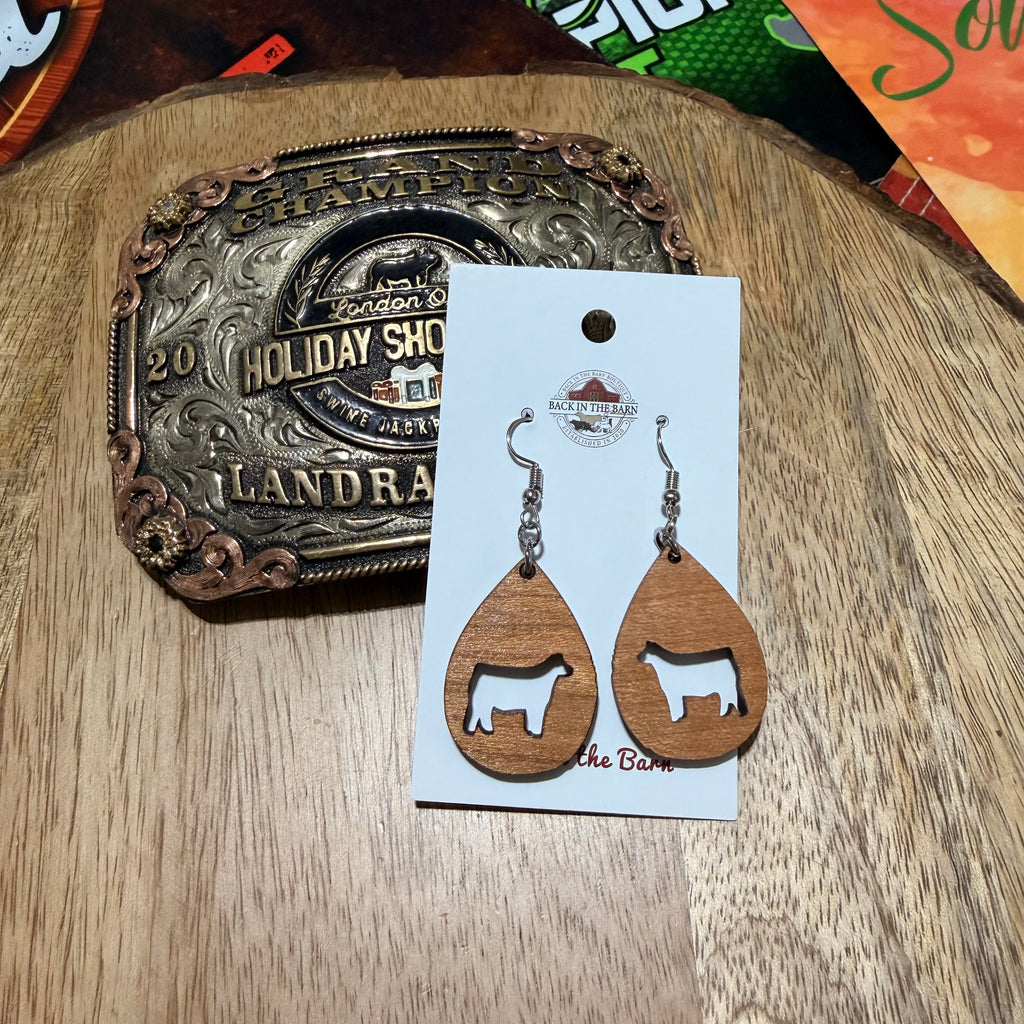 Cattle Walnut Teardrop Earrings