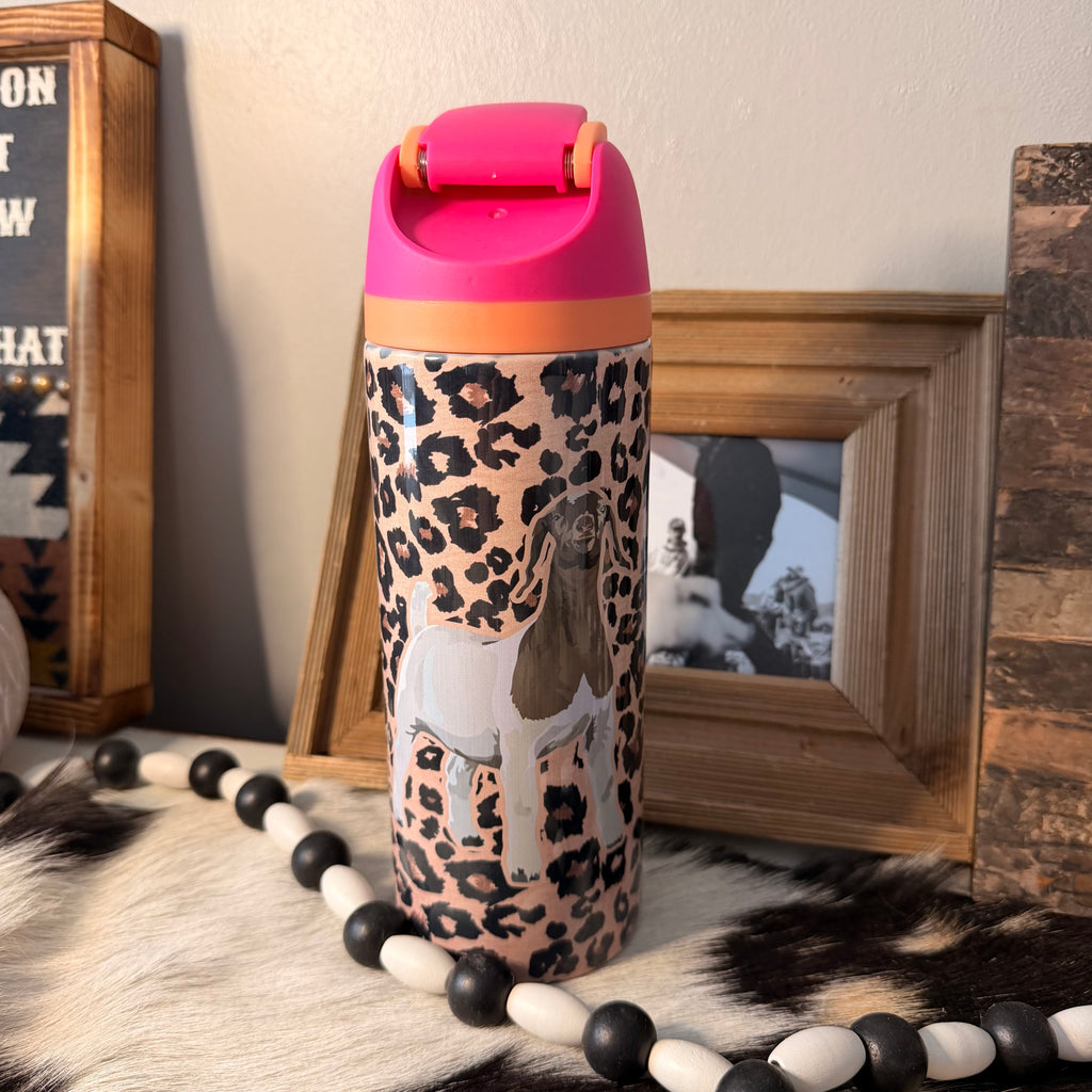 Cheetah Sip Top Goat PINK Tumbler