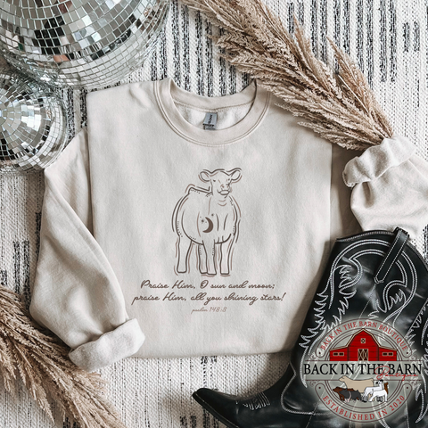 Shining Stars Psalm 148:3 Cattle Crewneck