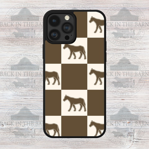 Natural Checkered Horse Phone Case