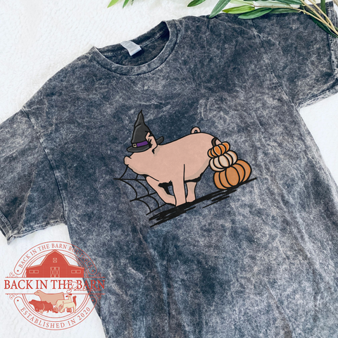 Pumpkin Stack Pig Mineral Wash Shirt