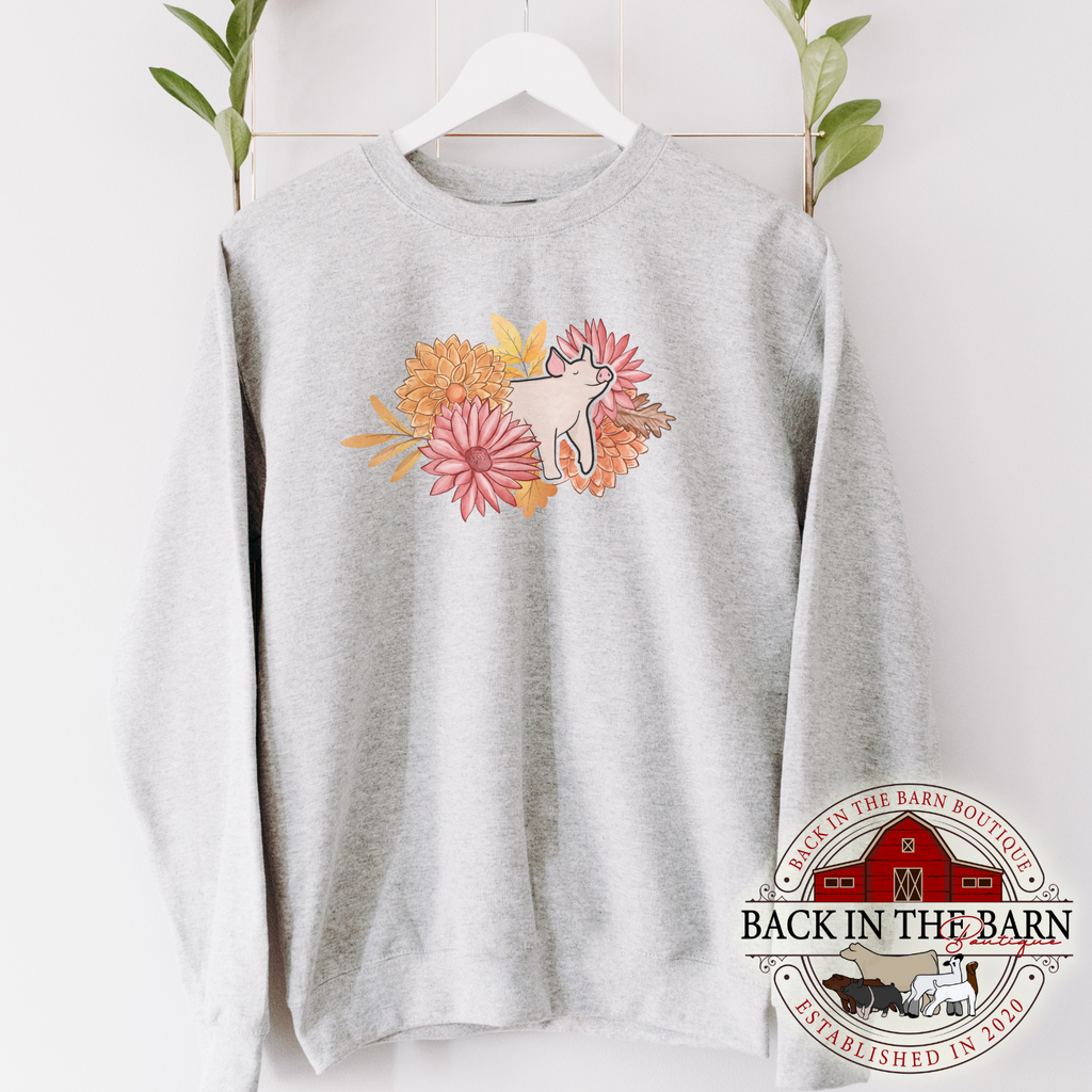 Fall Leaves Pig Crewneck