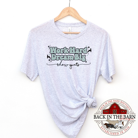 Work Hard Dream Big Show Goats Teal Shirt