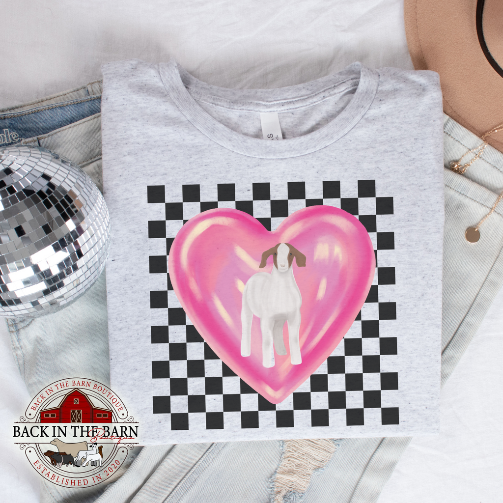 Checkered Heart Goat Shirt