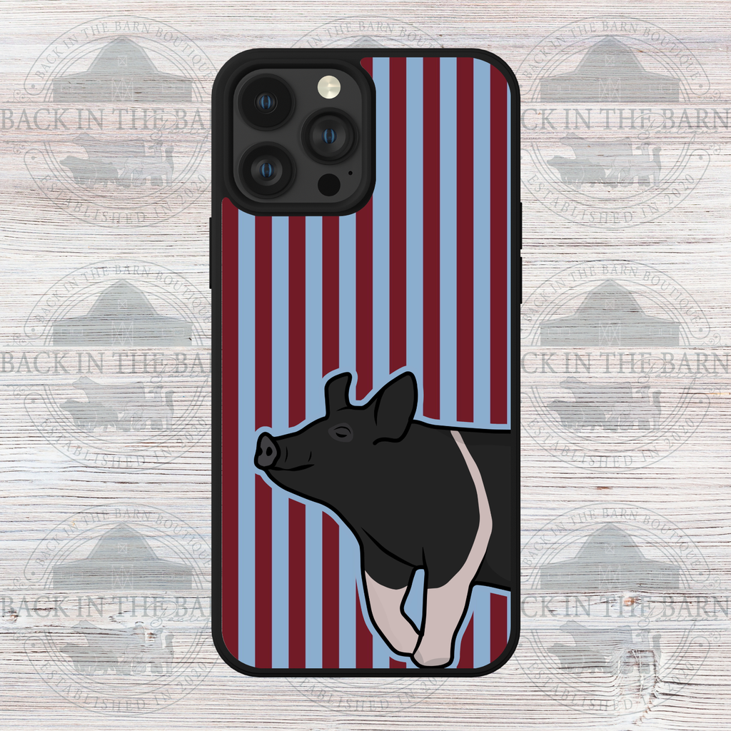 Crimson and Periwinkle Stripe Pig Phone Case