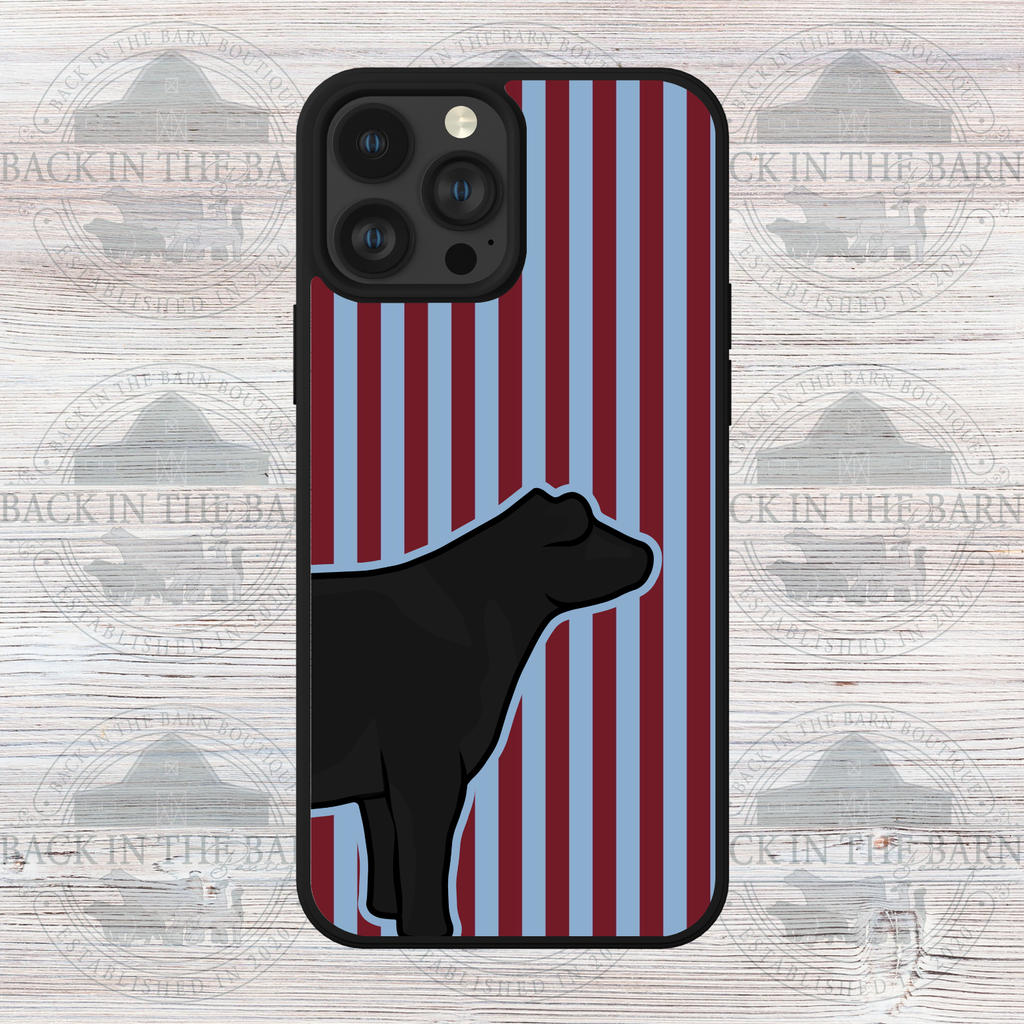 Crimson and Periwinkle Stripe Cattle Phone Case