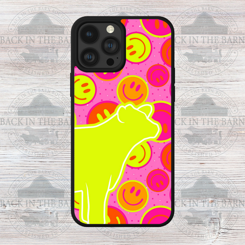 Neon Smiley Cattle Phone Case