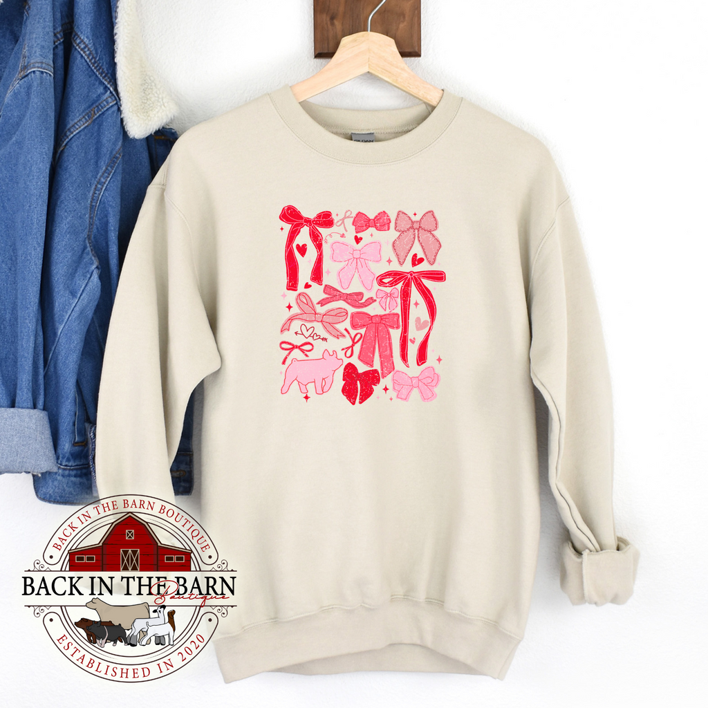 Valentines Bow Pig Crewneck