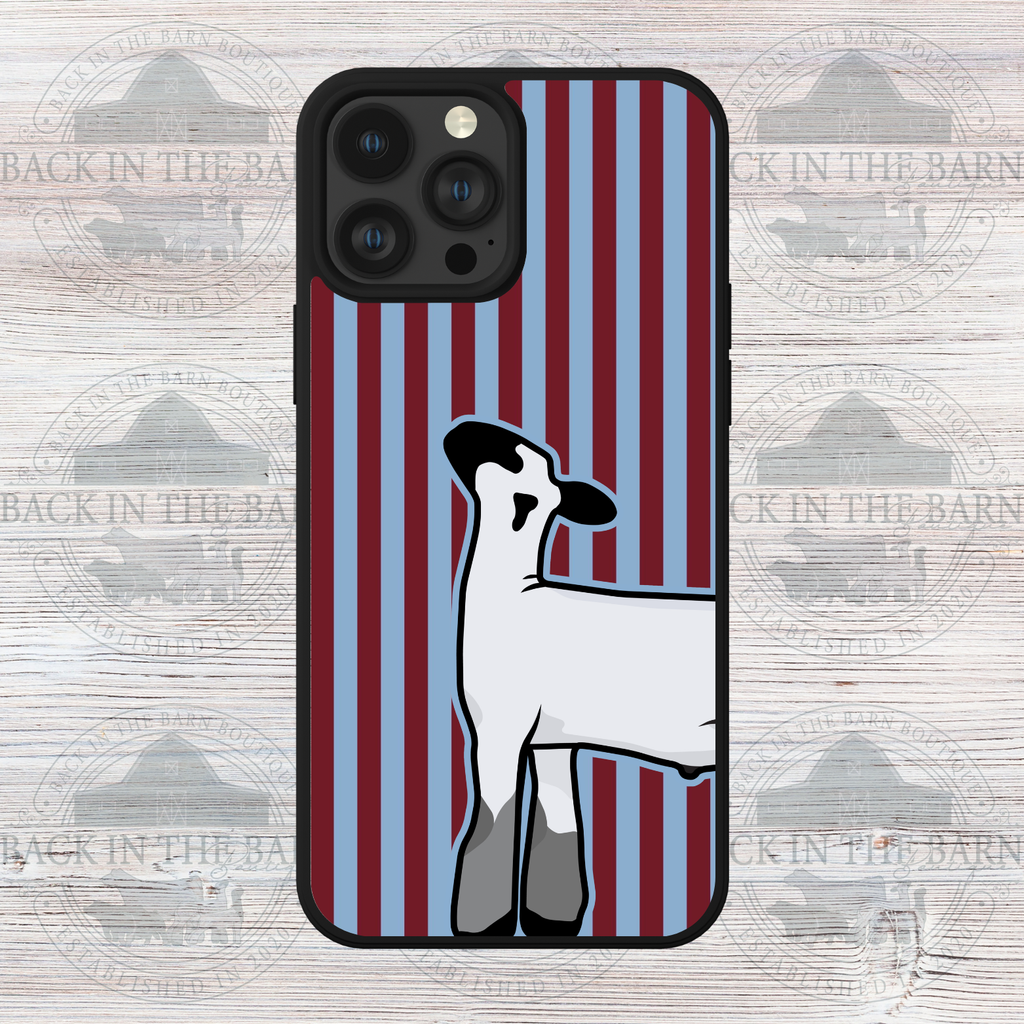 Crimson and Periwinkle Stripe Lamb Phone Case