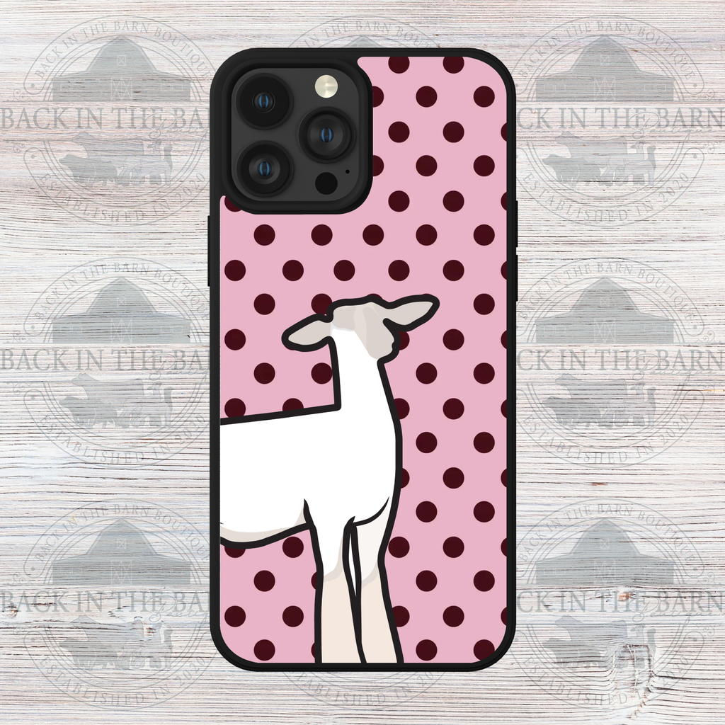 Pink and Brown Polka Dot Lamb Phone Case