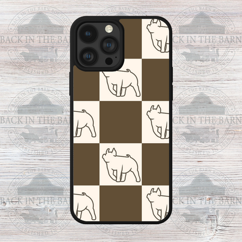 Natural Checkered Pig Phone Case