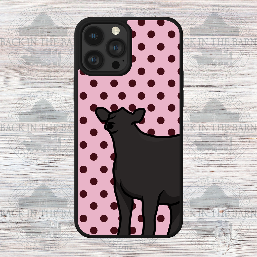 Pink and Brown Polka Dot Cattle Phone Case
