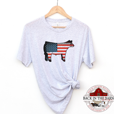 Distressed American Flag Cattle Shirt