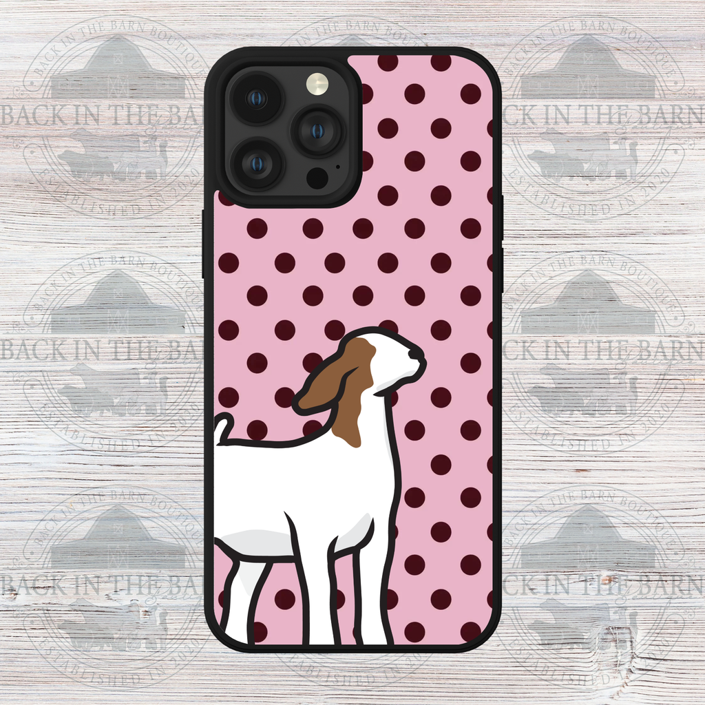 Pink and Brown Polka Dot Goat Phone Case