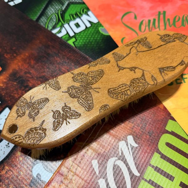 Butterfly Show Pig Carved Brush