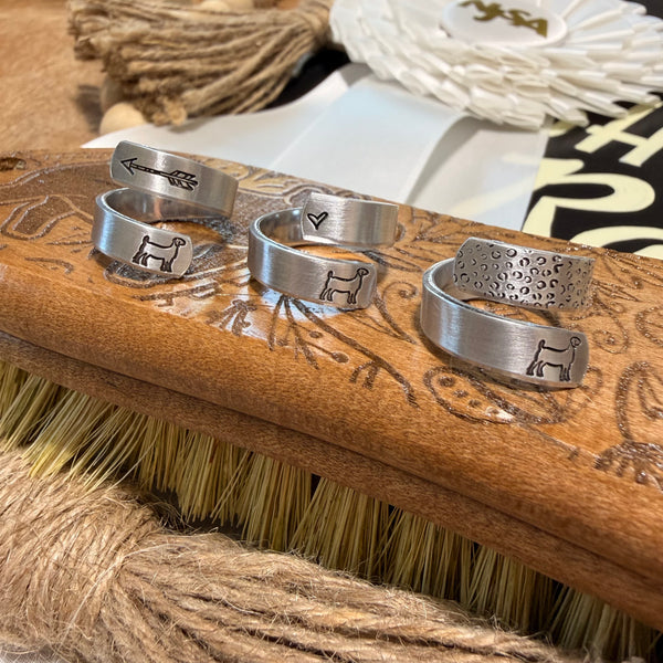 Adjustable Stamped Goat Rings
