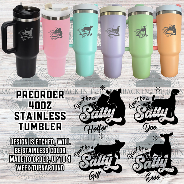 PREORDER 40oz Tumbler Salty Livestock *4 SPECIES AVAILABLE*