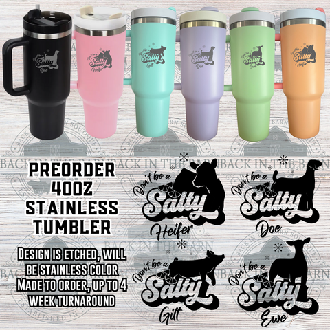 PREORDER 40oz Tumbler Salty Livestock *4 SPECIES AVAILABLE*