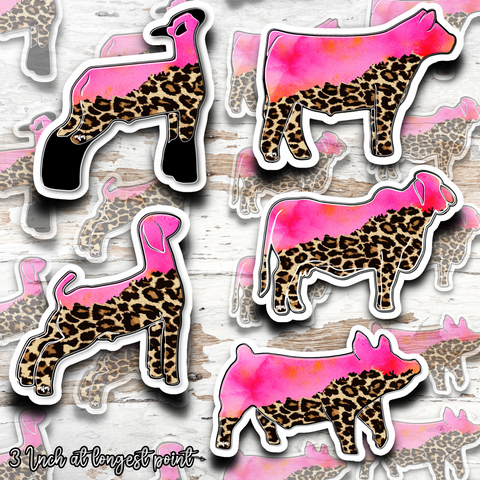 Pink and Cheetah Livestock Stickers
