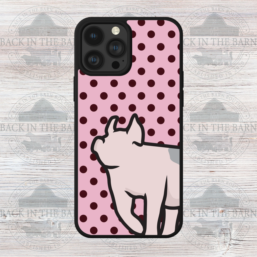 Pink and Brown Polka Dot Pig Phone Case