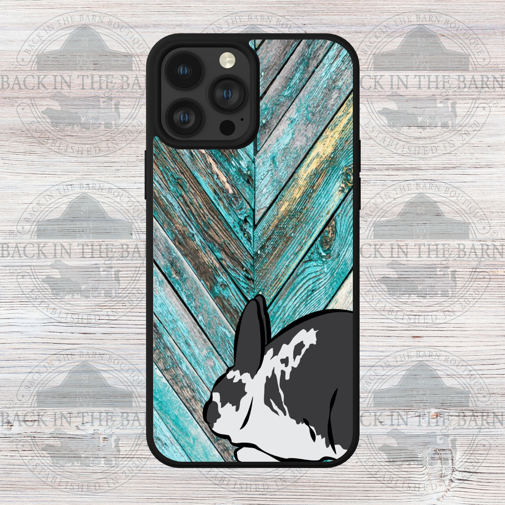 Turquoise Woodgrain Rabbit Phone Case