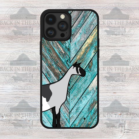 Turquoise Woodgrain Dairy Goat Phone Case