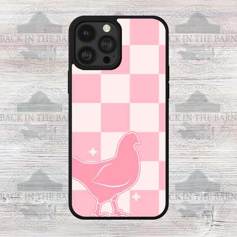 Pink Checkered Chicken Phone Case