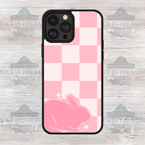 Pink Checkered Rabbit Phone Case