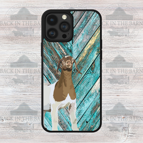 Turquoise Woodgrain Goat Phone Case