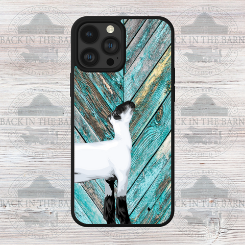 Turquoise Woodgrain Lamb Phone Case